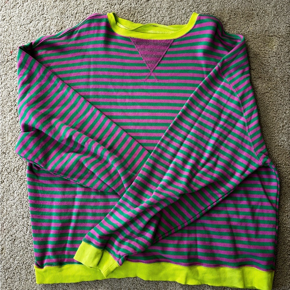 We The Free Classic Oversized Striped Crewneck in Pink Combo